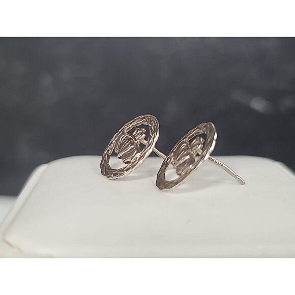 925 Sterling Silver Claddagh Stud Earrings Vintage Made In Ireland, READ - Picture 6 of 10